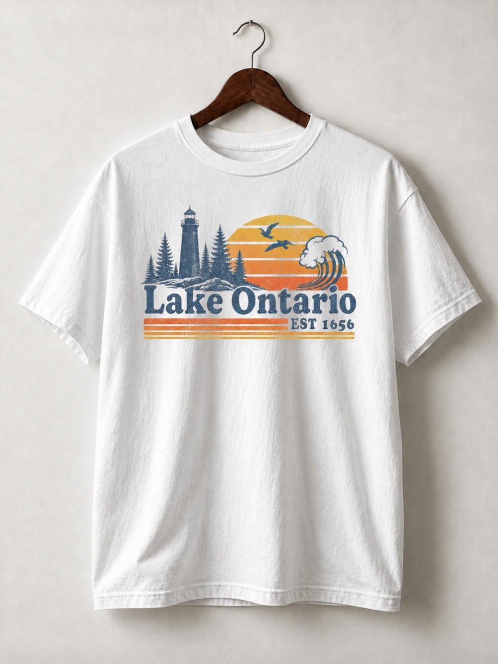 Vintage Lake Ontario Great Lakes Shirt, Retro Lighthouse Sunset Graphic Tee